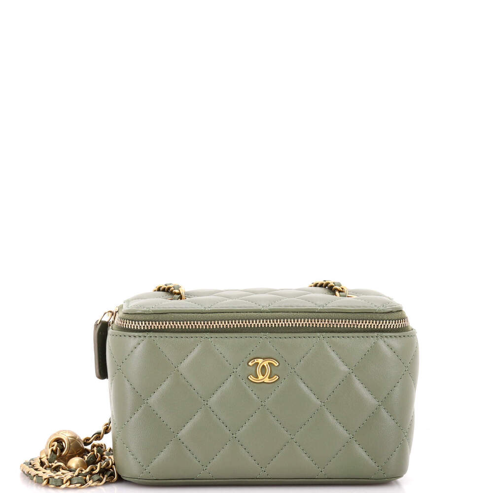 Chanel Small Pearl Crush Vanity Case with Chain Quilted Lambskin